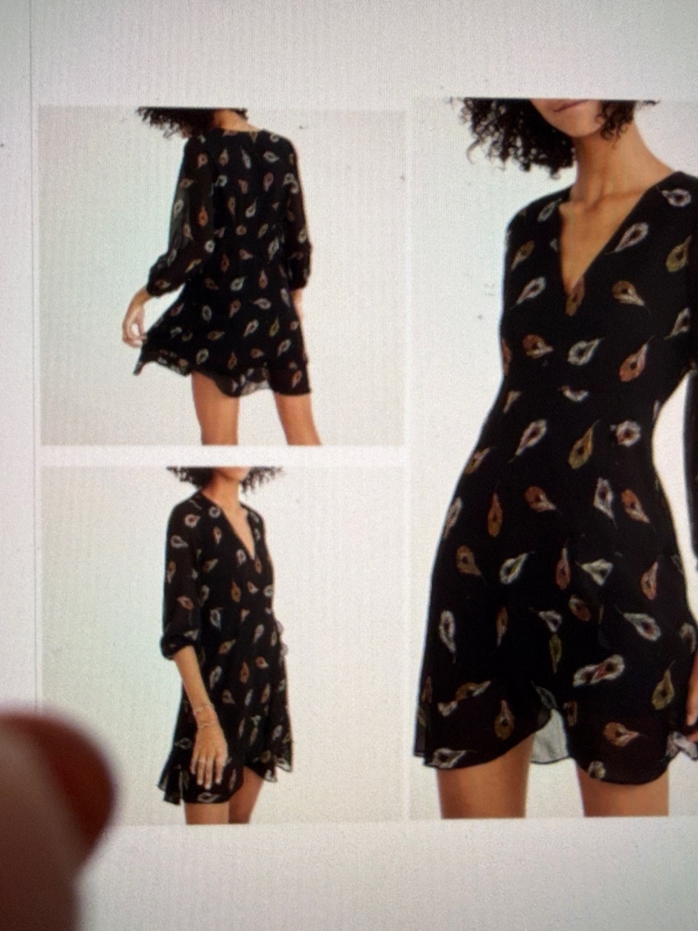 Madewell long sleeve Poppy Peacock Feathers Chiffon Dress size 6